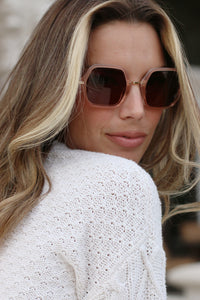 ANEA HILL Blush-Colored Sunglasses on model