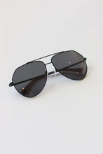 Load image into Gallery viewer, Stylish and sophisticated Harbor Black Aviator Sunglasses. Perfect for fashion-forward individuals. Designed in house with precision and care.

