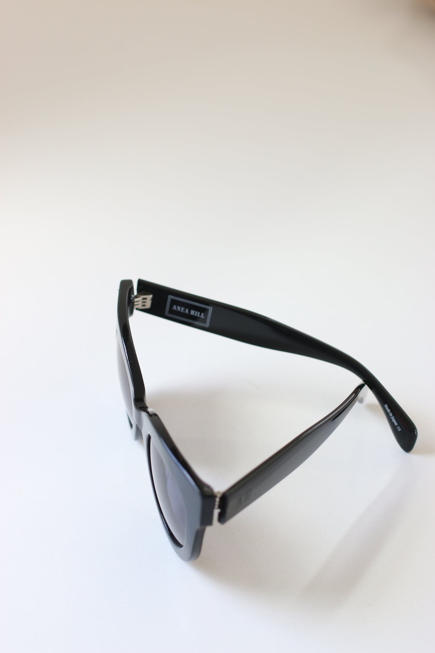 Chic and trendy black acetate sunglasses with silver hinges